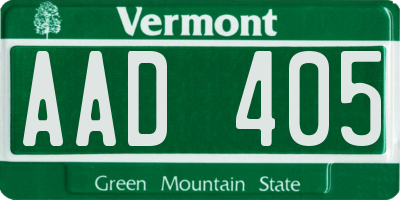 VT license plate AAD405