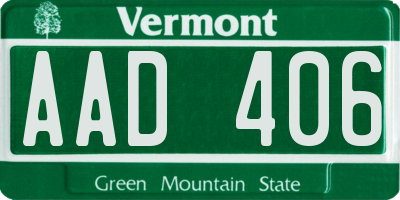 VT license plate AAD406