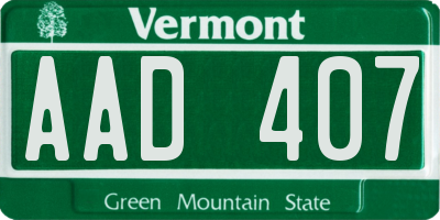 VT license plate AAD407