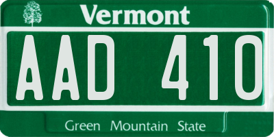 VT license plate AAD410