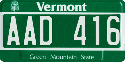 VT license plate AAD416