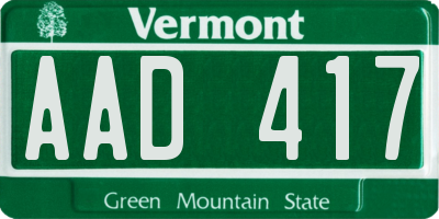 VT license plate AAD417