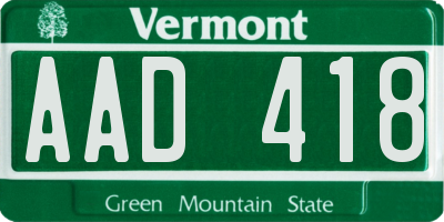 VT license plate AAD418