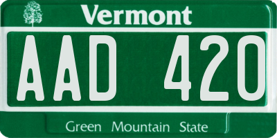 VT license plate AAD420