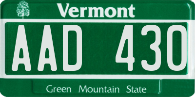 VT license plate AAD430