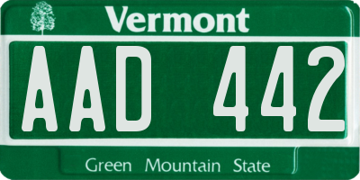 VT license plate AAD442