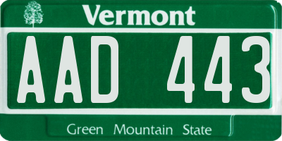 VT license plate AAD443