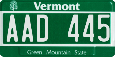 VT license plate AAD445