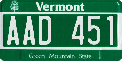 VT license plate AAD451