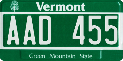 VT license plate AAD455