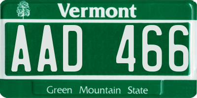 VT license plate AAD466