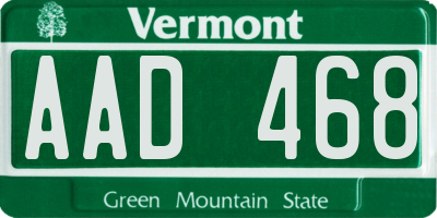 VT license plate AAD468