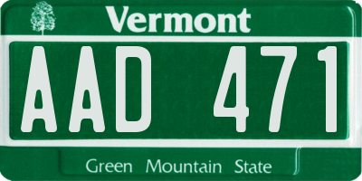 VT license plate AAD471