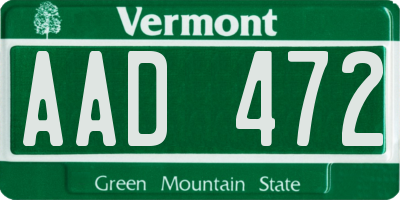 VT license plate AAD472