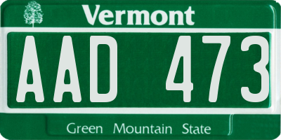 VT license plate AAD473