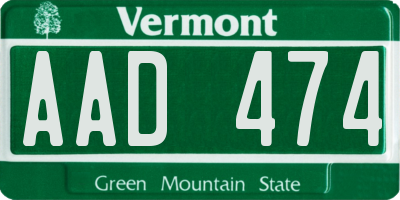 VT license plate AAD474