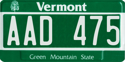 VT license plate AAD475