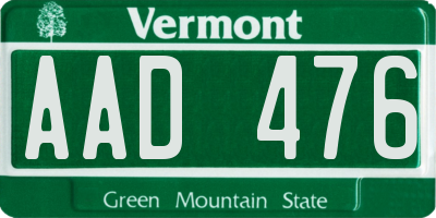 VT license plate AAD476