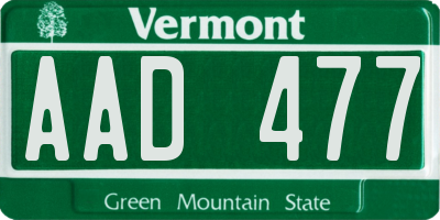 VT license plate AAD477