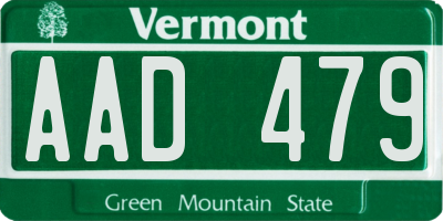 VT license plate AAD479