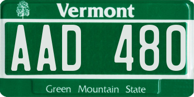 VT license plate AAD480