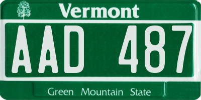 VT license plate AAD487