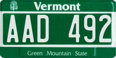 VT license plate AAD492