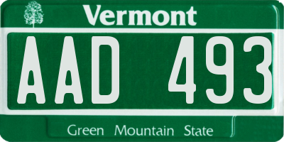 VT license plate AAD493