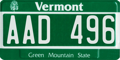 VT license plate AAD496