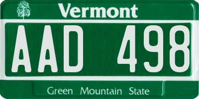 VT license plate AAD498
