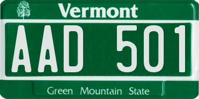 VT license plate AAD501