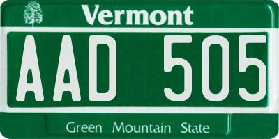 VT license plate AAD505
