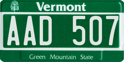 VT license plate AAD507
