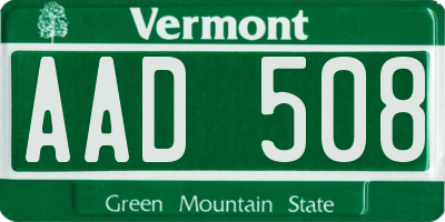 VT license plate AAD508