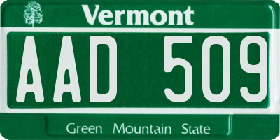 VT license plate AAD509