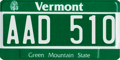 VT license plate AAD510