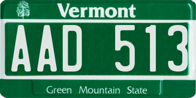 VT license plate AAD513