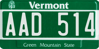 VT license plate AAD514