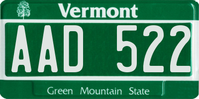 VT license plate AAD522