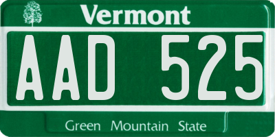 VT license plate AAD525