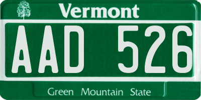 VT license plate AAD526