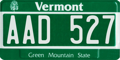 VT license plate AAD527