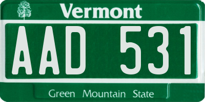 VT license plate AAD531