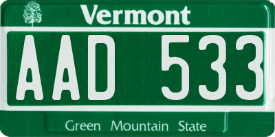 VT license plate AAD533