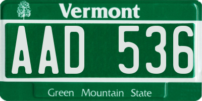 VT license plate AAD536