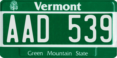 VT license plate AAD539