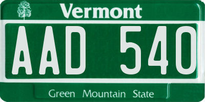 VT license plate AAD540