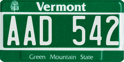 VT license plate AAD542