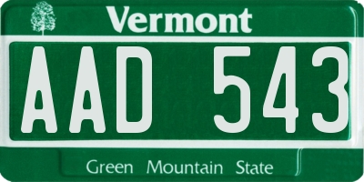 VT license plate AAD543