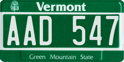 VT license plate AAD547